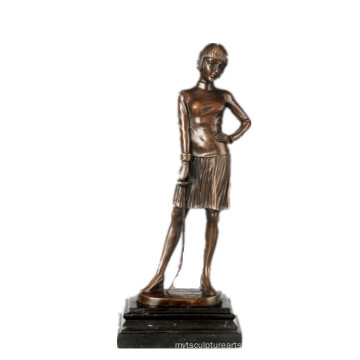 Female Figure Hand-Made Fencer Bronze Sculpture Collection Brass Statue TPE-755